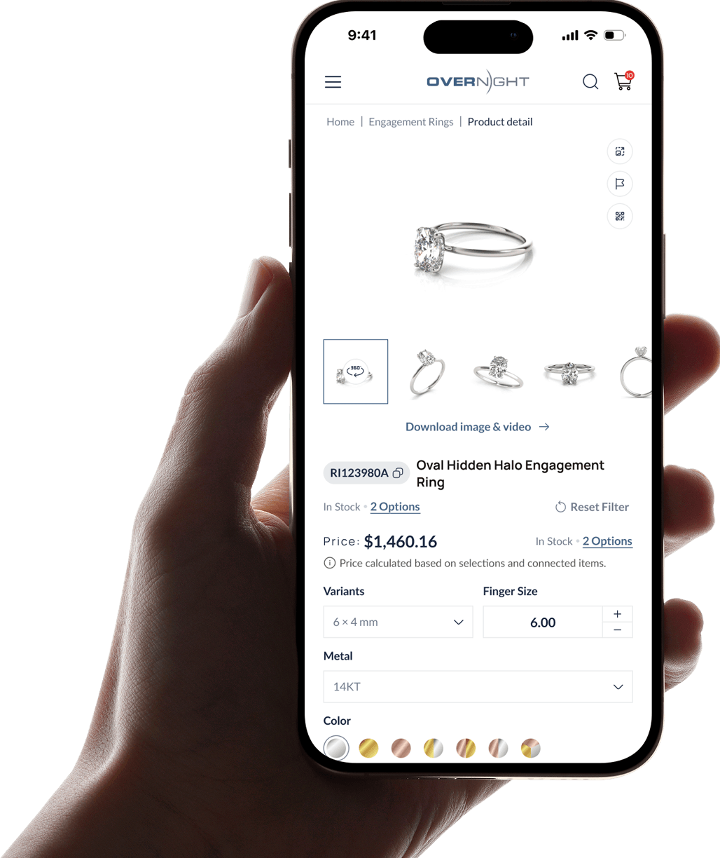 Mobile jewelry product configurator